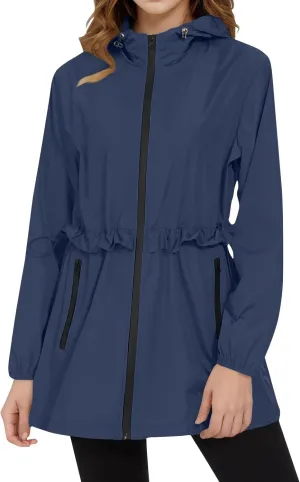2025 Outdoor Rain Jacket Women, Waterproof Cold Weather Coats for Women Windproof Zip Up Windbreaker