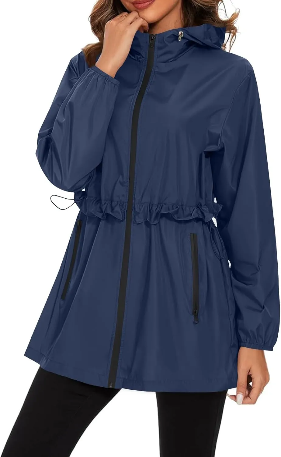 2025 Outdoor Rain Jacket Women, Waterproof Cold Weather Coats for Women Windproof Zip Up Windbreaker