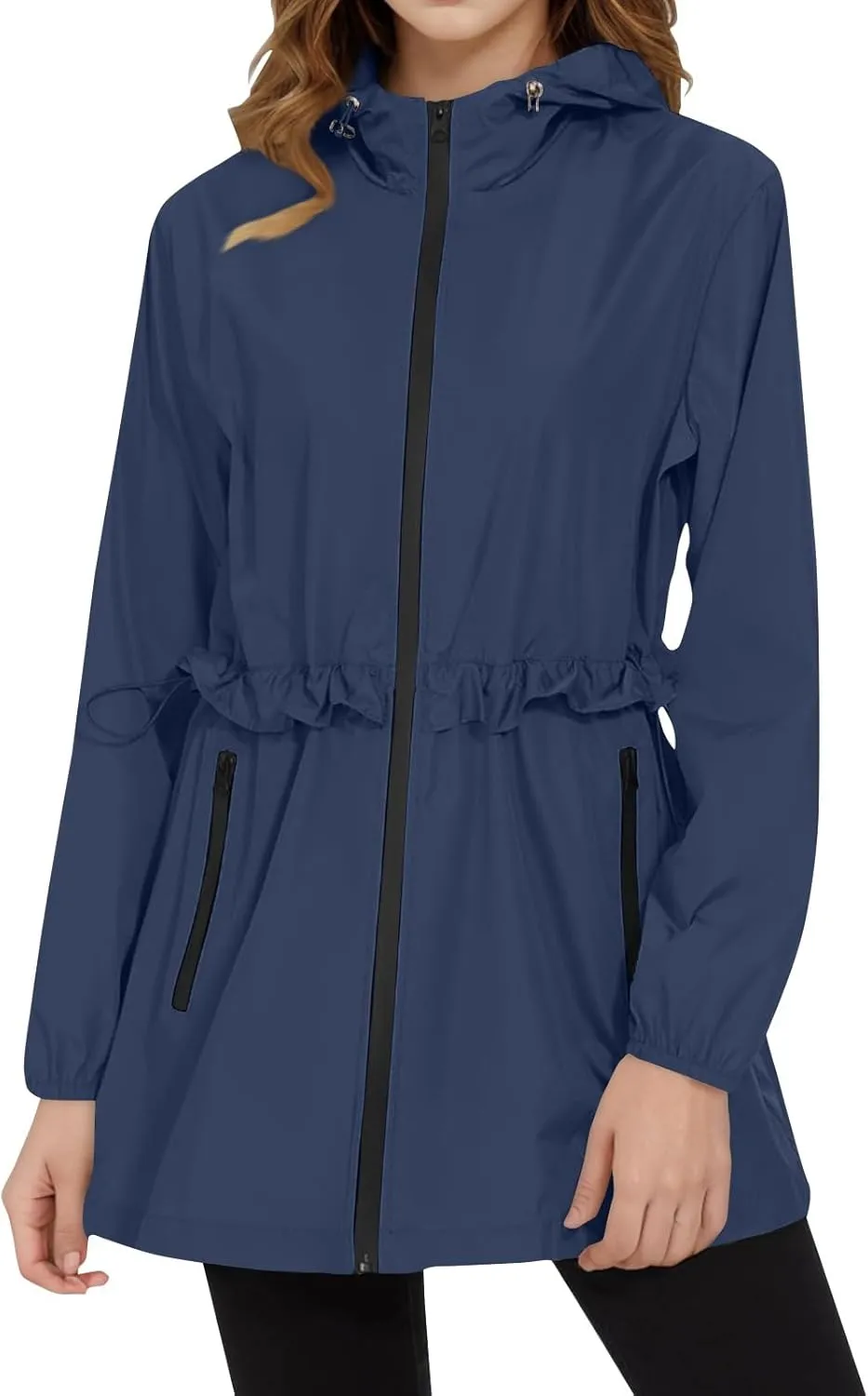 2025 Outdoor Rain Jacket Women, Waterproof Cold Weather Coats for Women Windproof Zip Up Windbreaker