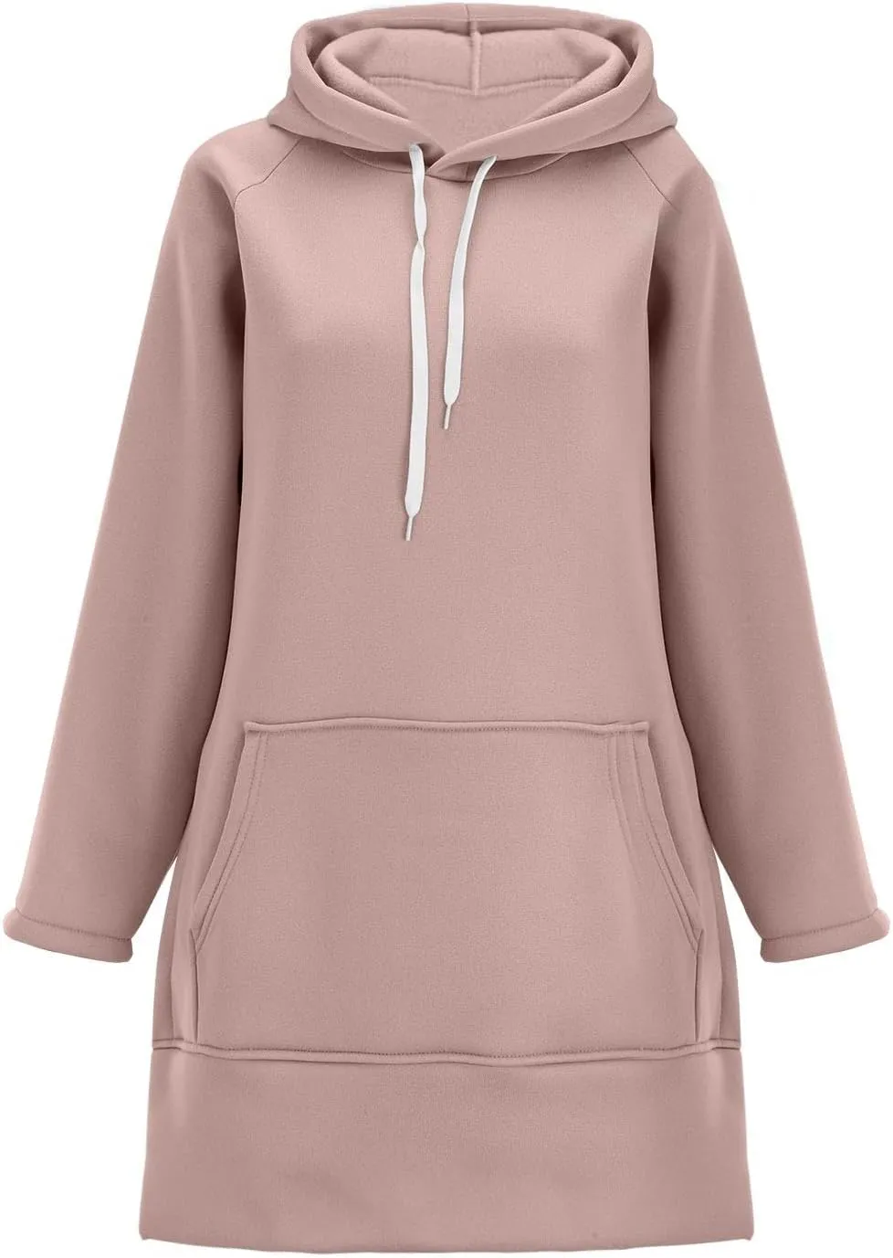 2025 Women's Oversized Casual Pullover Long Sleeve Split Hem Drawstring Hoodies Dress With Kangaroo Pocket
