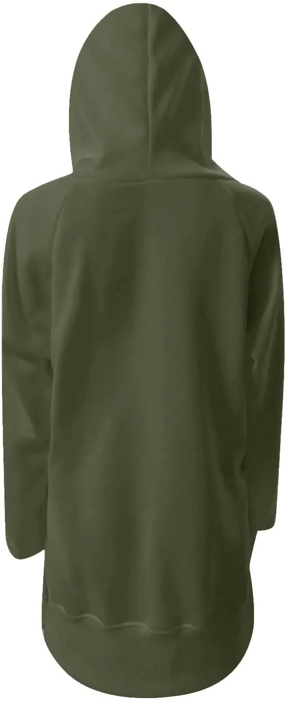 2025 Women's Oversized Casual Pullover Long Sleeve Split Hem Drawstring Hoodies Dress With Kangaroo Pocket