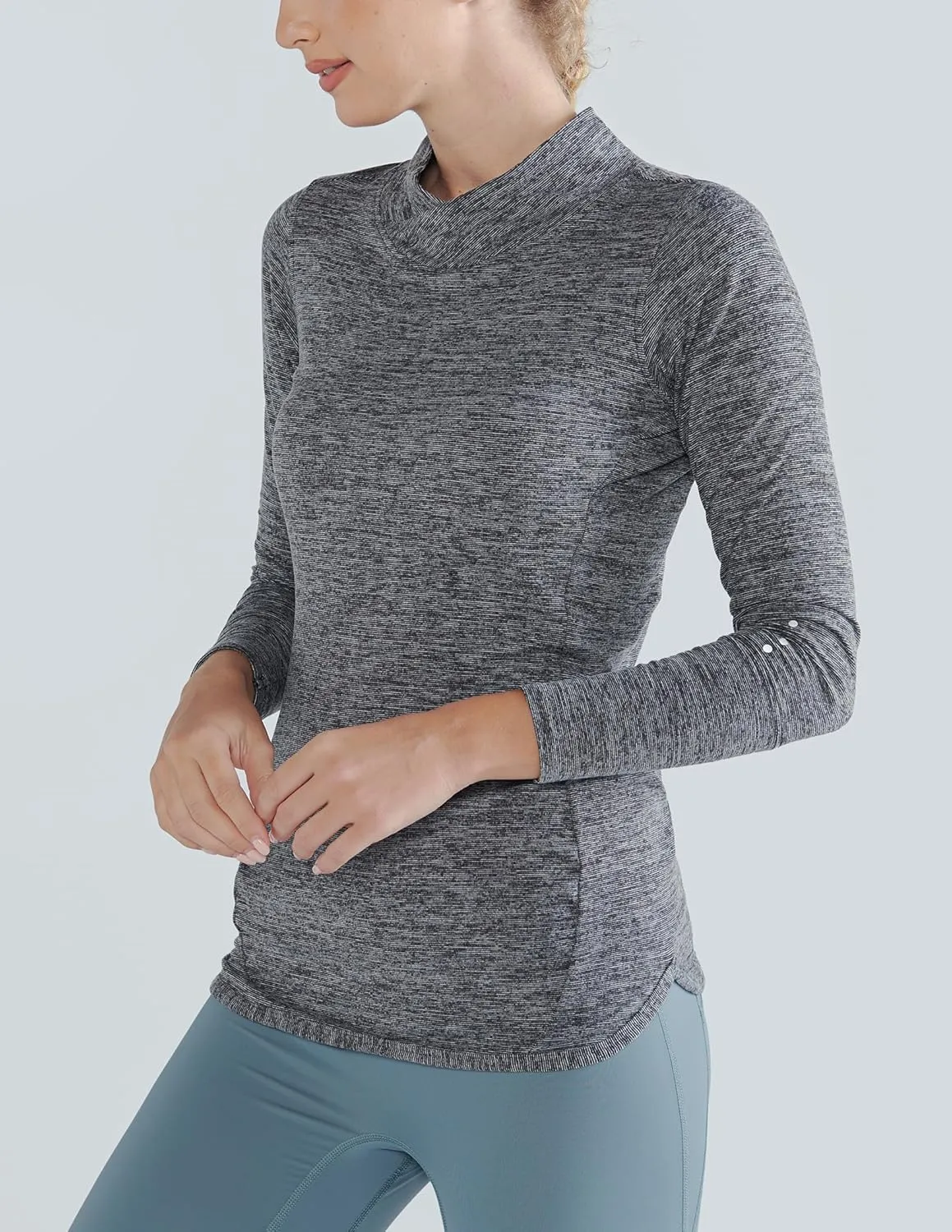3 Pack Women's Thermal Fleece Shirts Long Sleeve Mock Turtleneck Running Active Tops Workout Cold Weather Gear