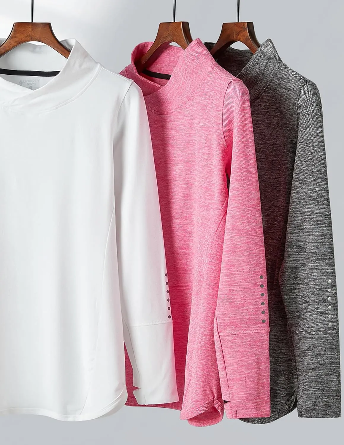3 Pack Women's Thermal Fleece Shirts Long Sleeve Mock Turtleneck Running Active Tops Workout Cold Weather Gear