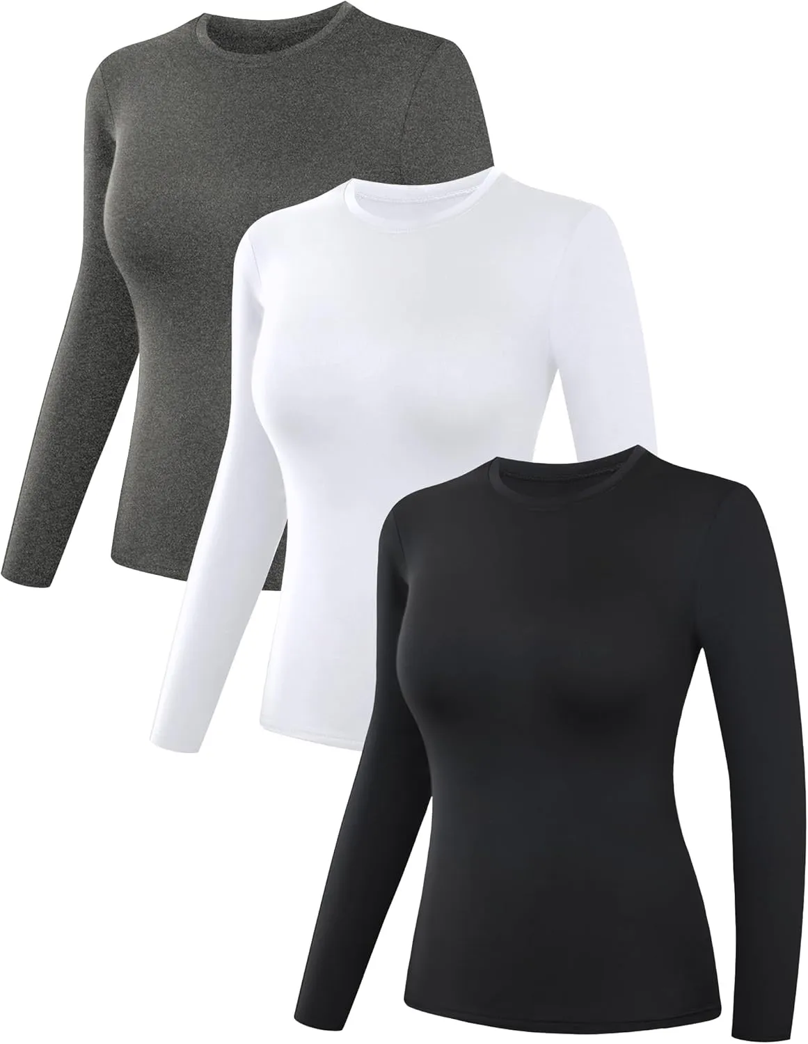 3/4 Pack Women’s Thermal Shirts, Women Fleece Lined Compression Long Sleeve Base Layer Tops for Winter Cold Weather