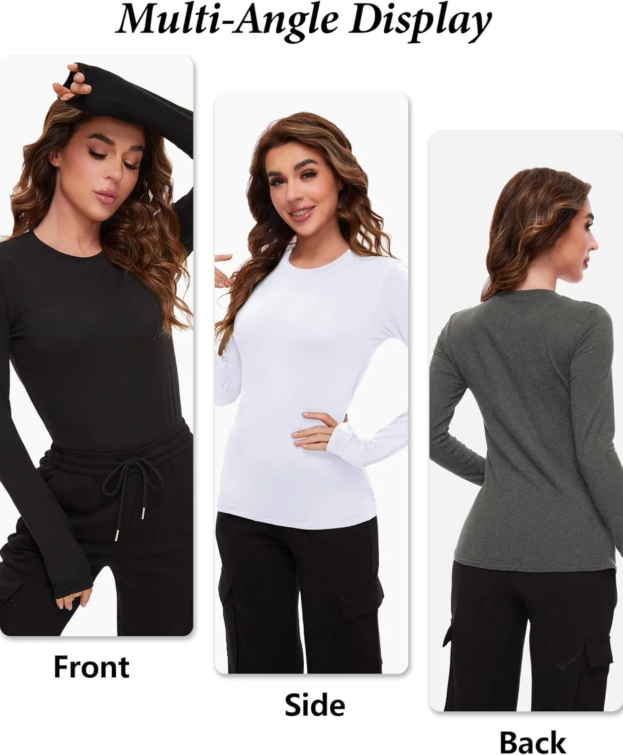 3/4 Pack Women’s Thermal Shirts, Women Fleece Lined Compression Long Sleeve Base Layer Tops for Winter Cold Weather