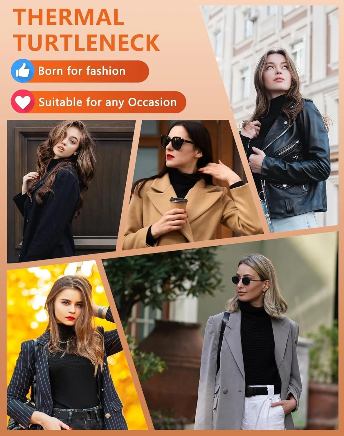 4 Pack Women’s Thermal Turtleneck Shirts, Women Turtle Neck Fleece Lined Compression Long Sleeve Base Layer Tops