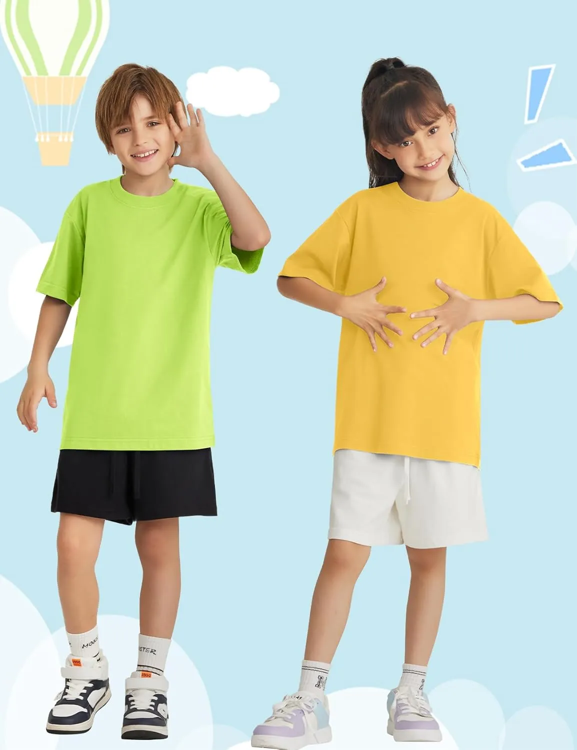 5 Pack Boys Short Sleeve T-Shirts, Soft Summer Basic Cotton Tees for Kids Casual Crewneck Tops 5-12 Y
