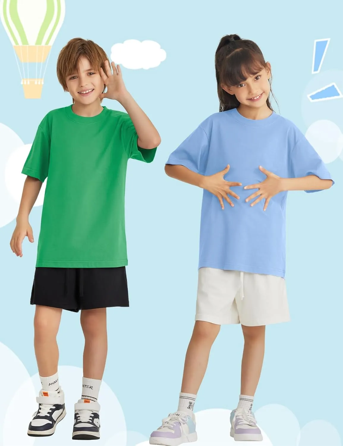 5 Pack Boys Short Sleeve T-Shirts, Soft Summer Basic Cotton Tees for Kids Casual Crewneck Tops 5-12 Y