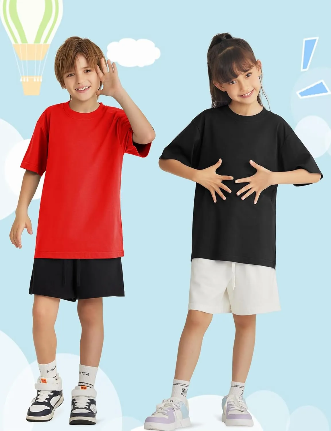 5 Pack Boys Short Sleeve T-Shirts, Soft Summer Basic Cotton Tees for Kids Casual Crewneck Tops 5-12 Y