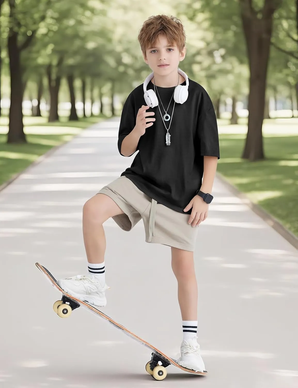 5 Pack Boys Short Sleeve T-Shirts, Soft Summer Basic Cotton Tees for Kids Casual Crewneck Tops 5-12 Y