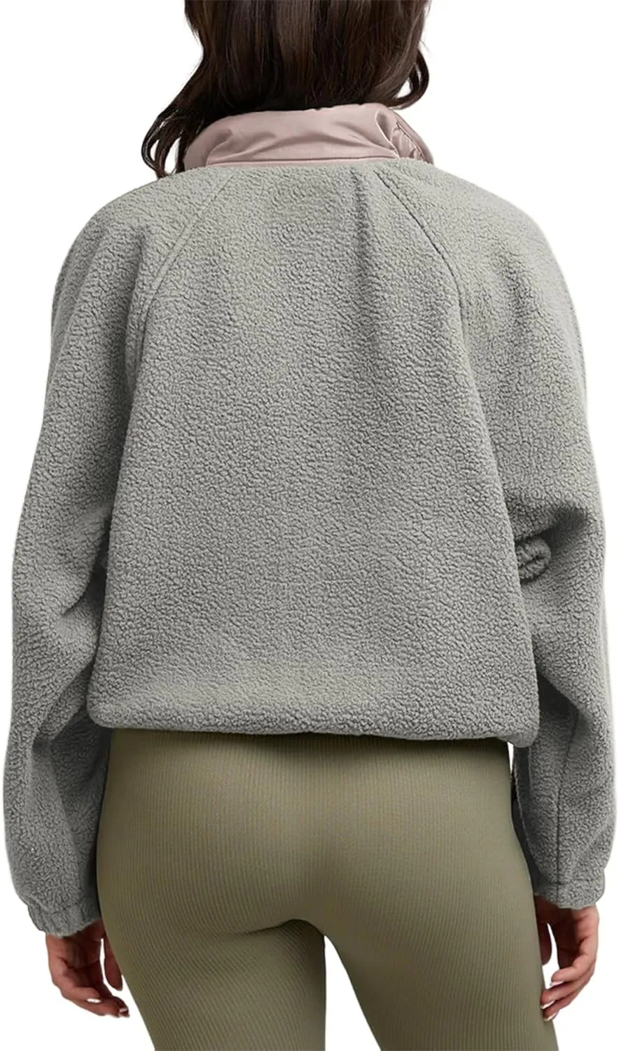 Aoang Womens Oversized Sherpa Jacket Fuzzy Fleece Teddy Coat with Pockets Colorblock