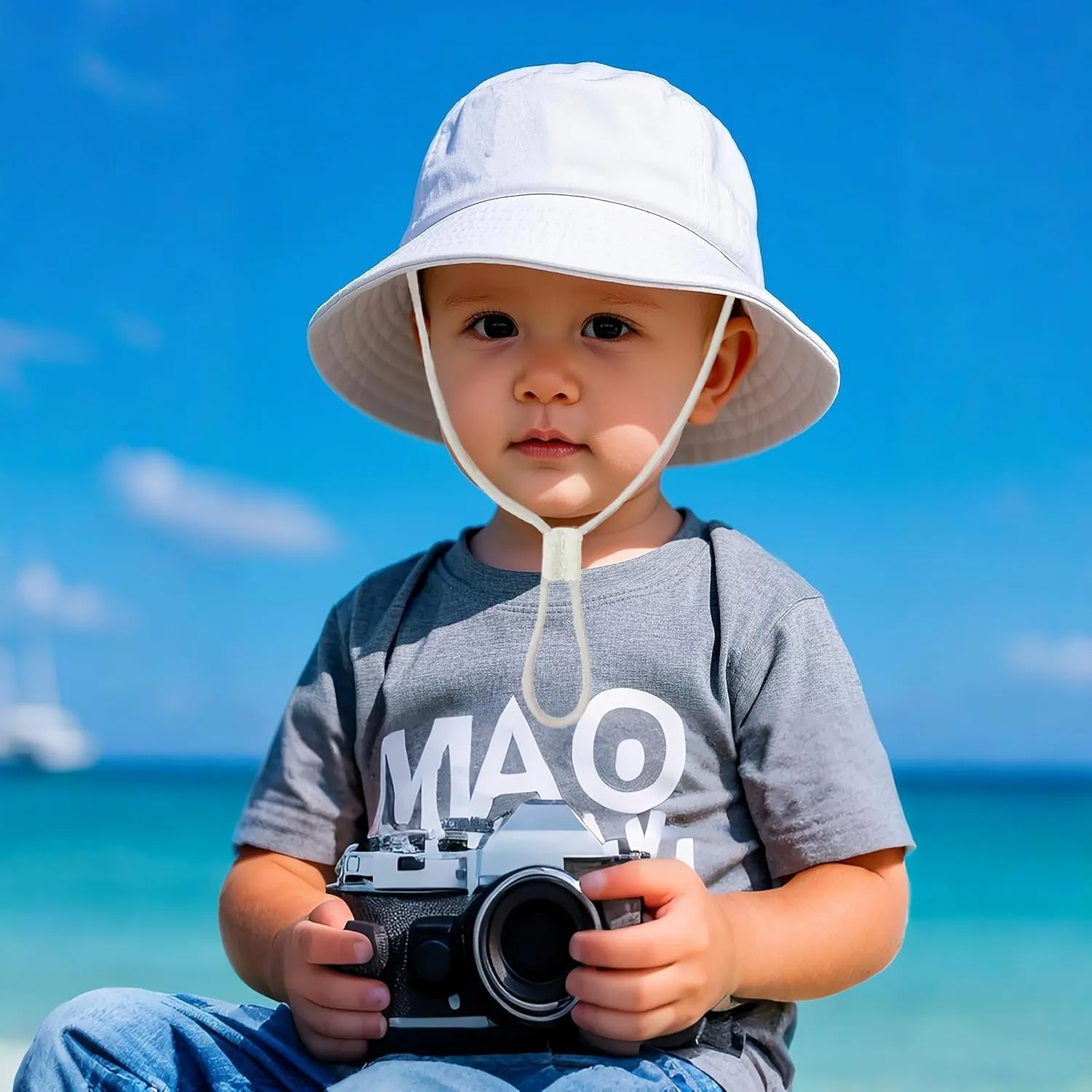 Baby Boy Sun Hat Toddler Summer Protection Beach Hat Toddler Girl Summer Bucket Hat Cotton Linen Baby Hat
