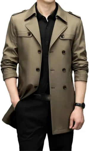 Blazer Men Office Business Casual Meeting Work Simple Middle-Aged Jacket Long Trench Coat Fall Trench Coat Men