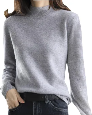 Cashmere Sweaters for Women Mock Neck Long Sleeve Lightweight Sweater Fall Knit Trendy Fitted Pullover Soft Comfy Sweater Top