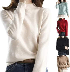 Cashmere Sweaters for Women Mock Neck Long Sleeve Lightweight Sweater Fall Knit Trendy Fitted Pullover Soft Comfy Sweater Top