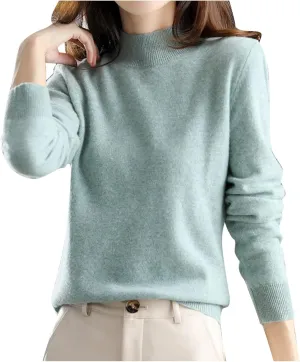 Cashmere Sweaters for Women Mock Neck Long Sleeve Lightweight Sweater Fall Knit Trendy Fitted Pullover Soft Comfy Sweater Top