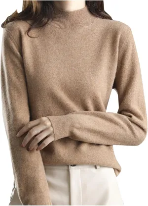 Cashmere Sweaters for Women Mock Neck Long Sleeve Lightweight Sweater Fall Knit Trendy Fitted Pullover Soft Comfy Sweater Top