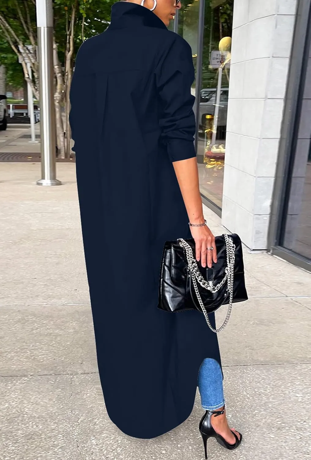 Choichic Shirt Dresses for Women Casual Long Sleeve Cotton Button Down Maxi Dresses