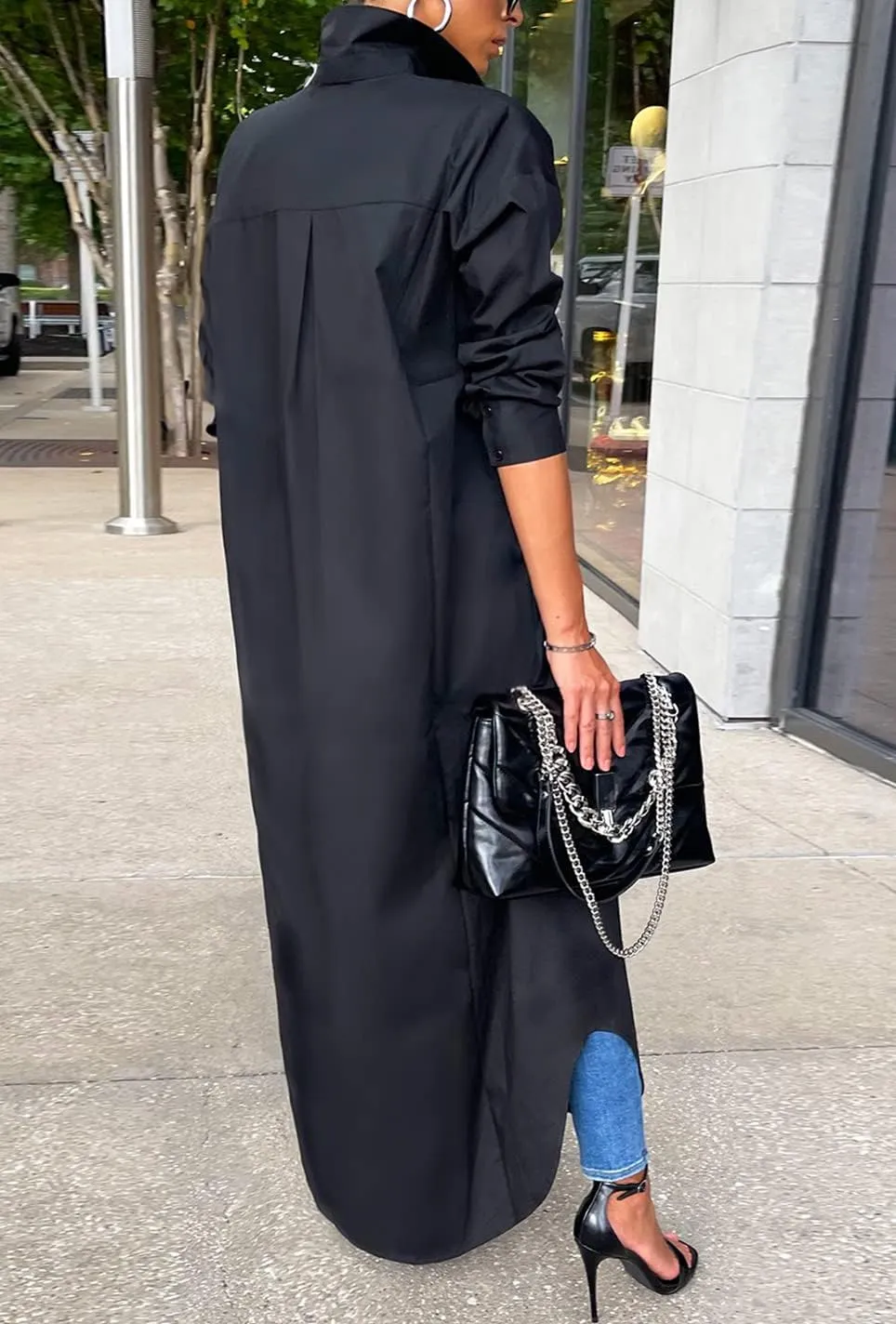 Choichic Shirt Dresses for Women Casual Long Sleeve Cotton Button Down Maxi Dresses