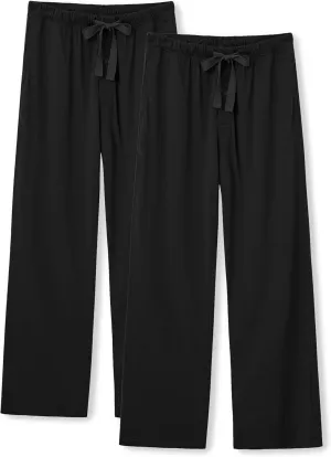 COLORFULLEAF 100% Cotton Mens Pajama Pants Lightweight Sleep Lounge Bottoms Elastic Waistband Button Fly With Pockets