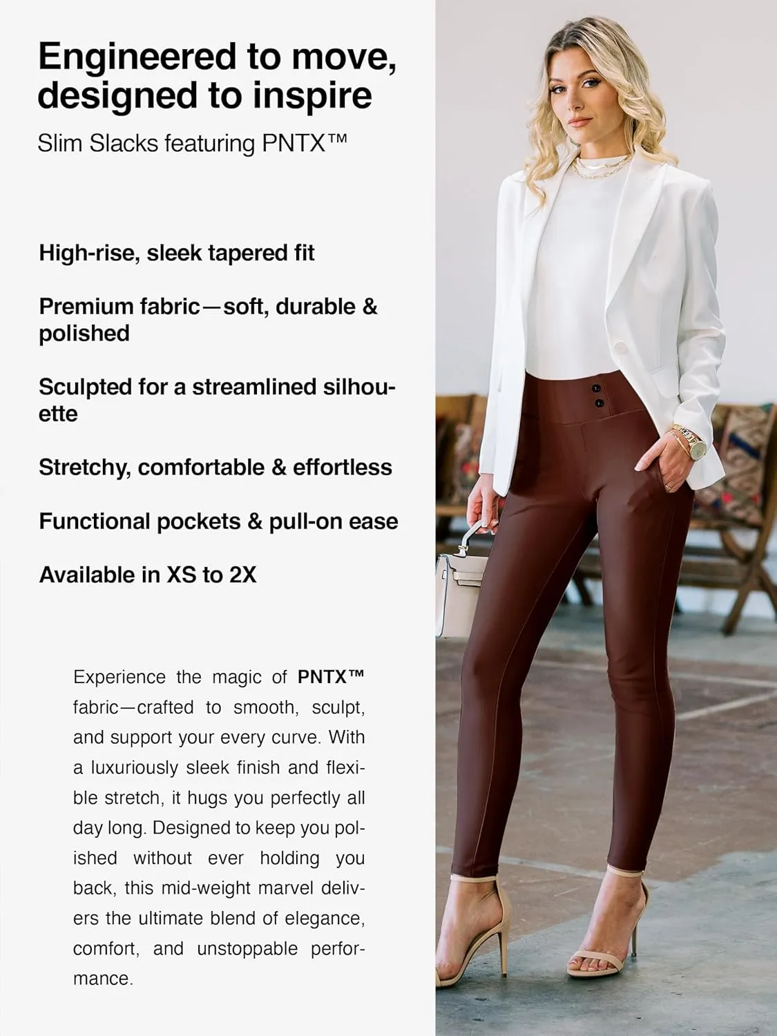 Conceited Dress Pants for Women with Pockets - Stretch Ponte Fabric - Wear to Work - Tummy Control (Available in Plus Size)