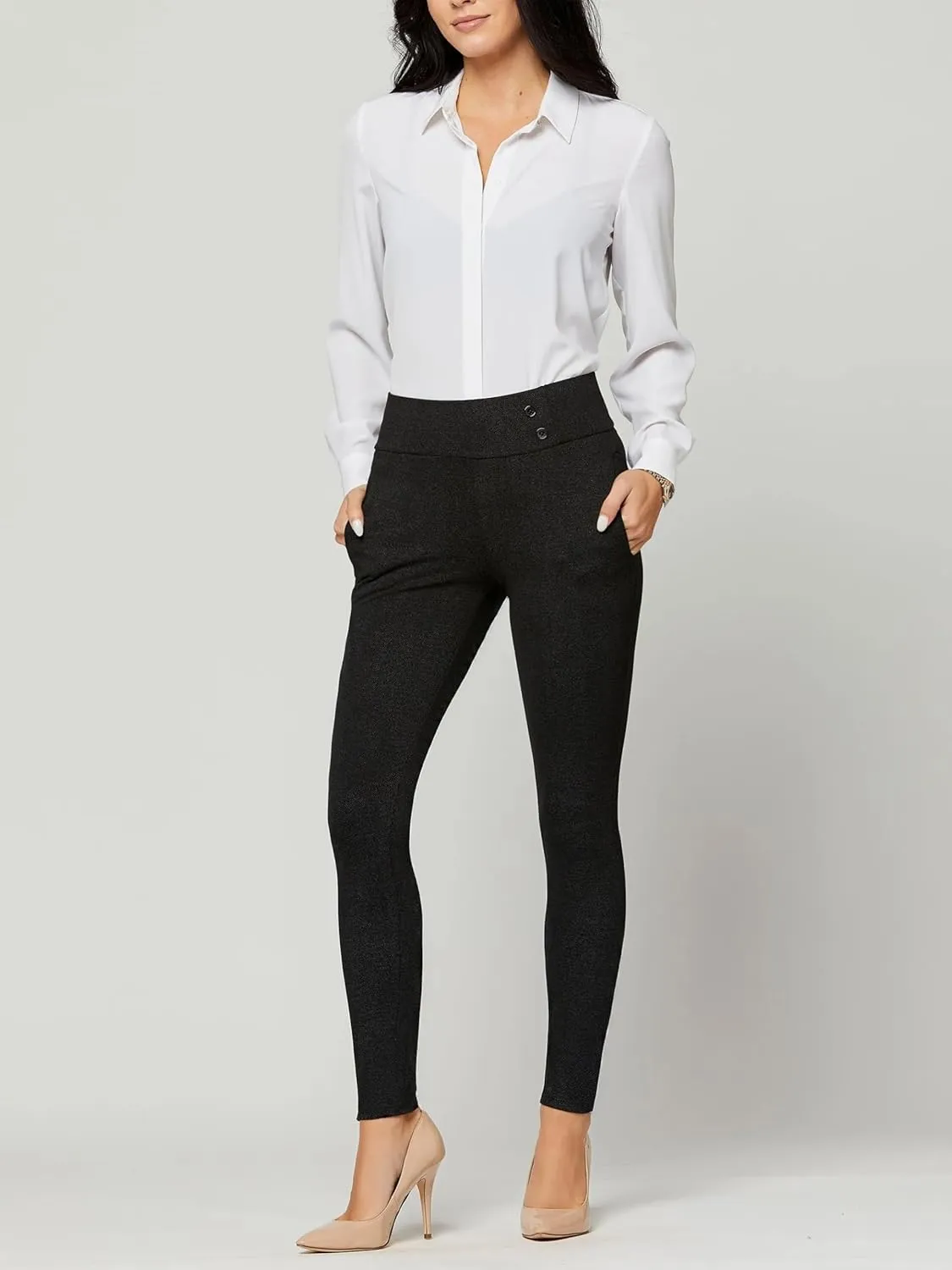 Conceited Dress Pants for Women with Pockets - Stretch Ponte Fabric - Wear to Work - Tummy Control (Available in Plus Size)