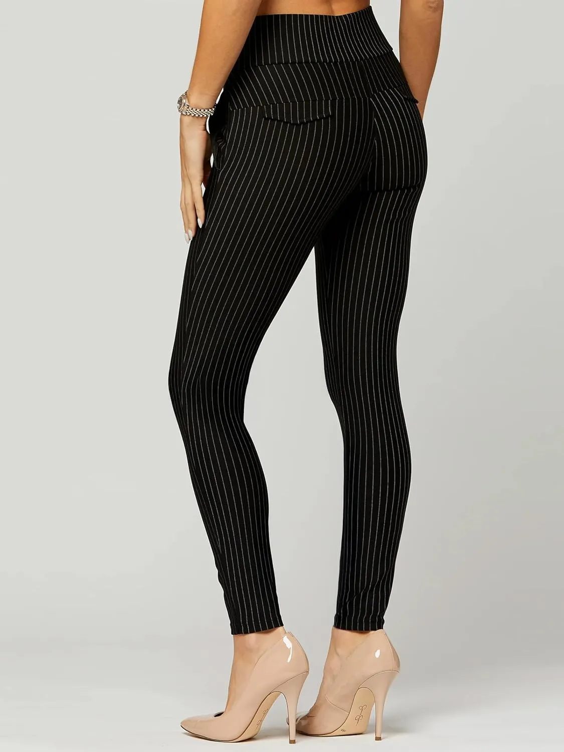 Conceited Dress Pants for Women with Pockets - Stretch Ponte Fabric - Wear to Work - Tummy Control (Available in Plus Size)