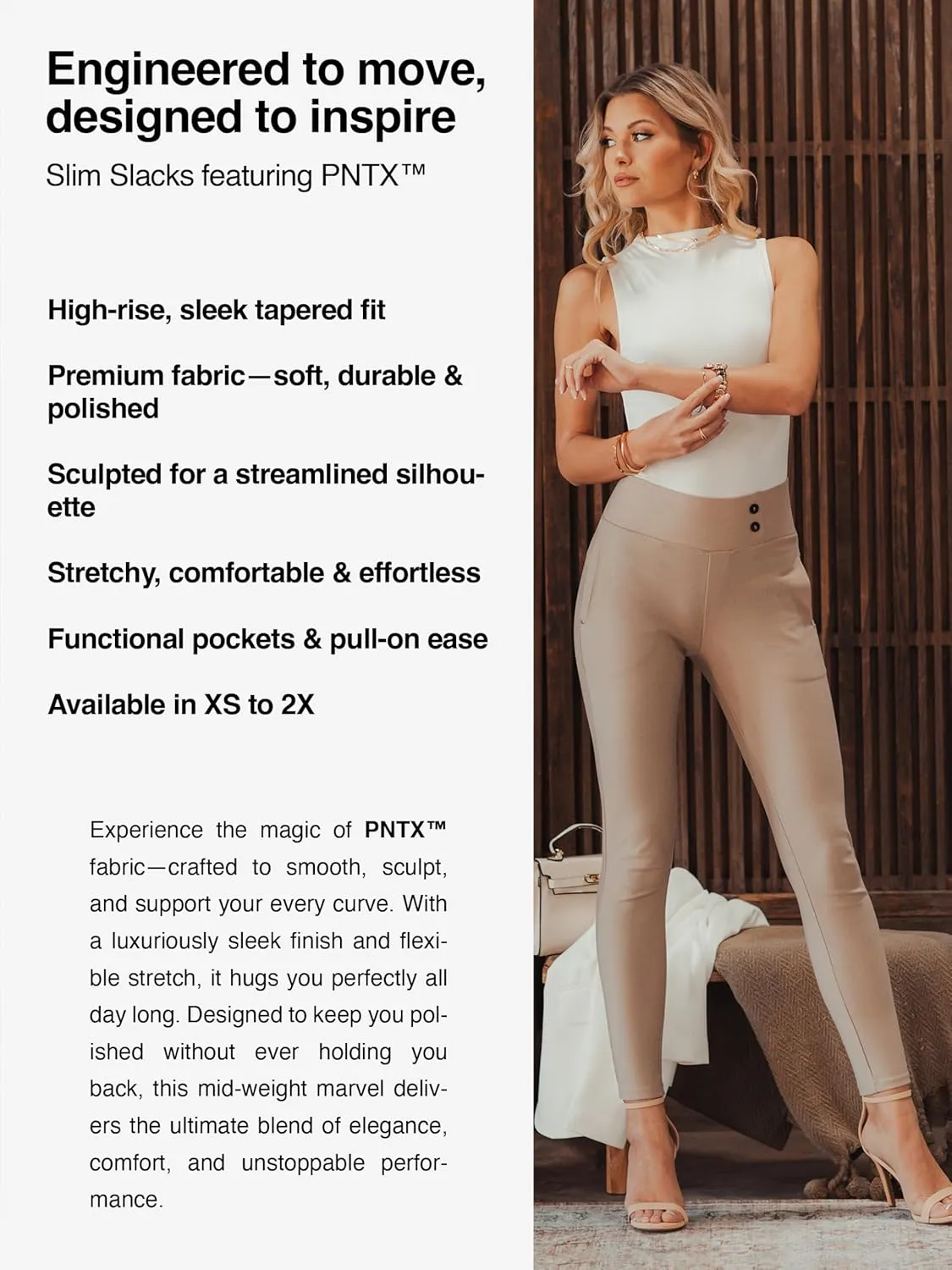Conceited Dress Pants for Women with Pockets - Stretch Ponte Fabric - Wear to Work - Tummy Control (Available in Plus Size)