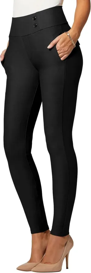 Conceited Dress Pants for Women with Pockets - Stretch Ponte Fabric - Wear to Work - Tummy Control (Available in Plus Size)