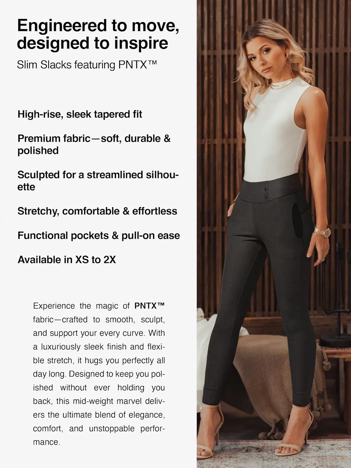 Conceited Dress Pants for Women with Pockets - Stretch Ponte Fabric - Wear to Work - Tummy Control (Available in Plus Size)