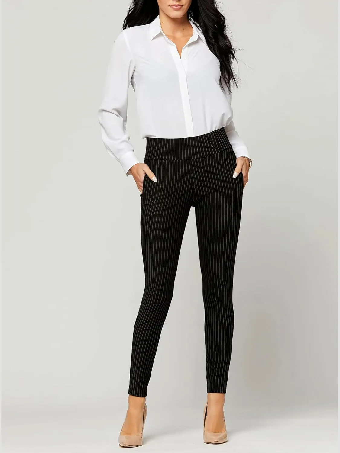 Conceited Dress Pants for Women with Pockets - Stretch Ponte Fabric - Wear to Work - Tummy Control (Available in Plus Size)