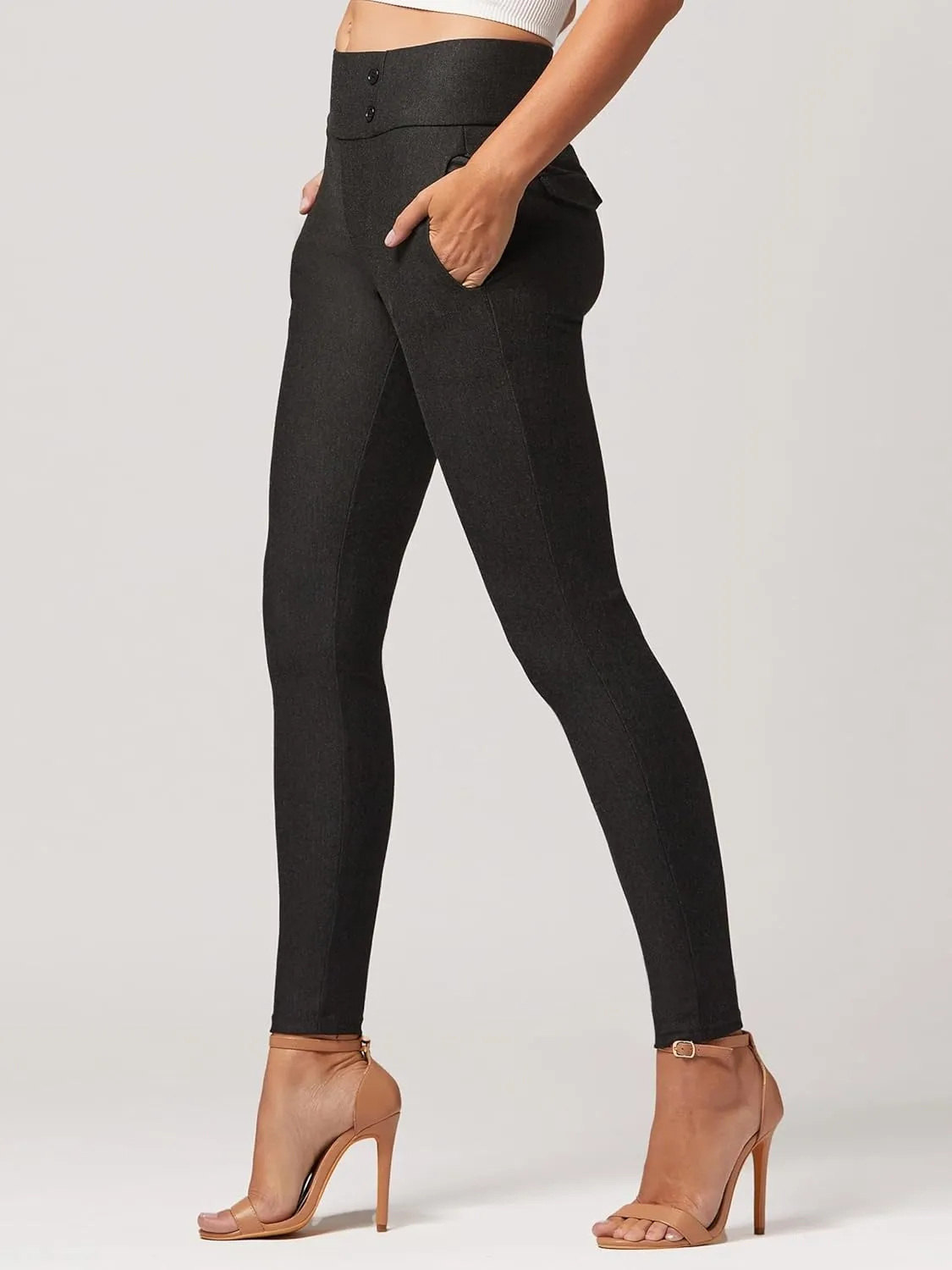 Conceited Dress Pants for Women with Pockets - Stretch Ponte Fabric - Wear to Work - Tummy Control (Available in Plus Size)