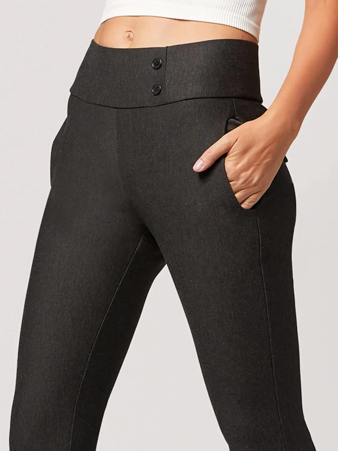Conceited Dress Pants for Women with Pockets - Stretch Ponte Fabric - Wear to Work - Tummy Control (Available in Plus Size)