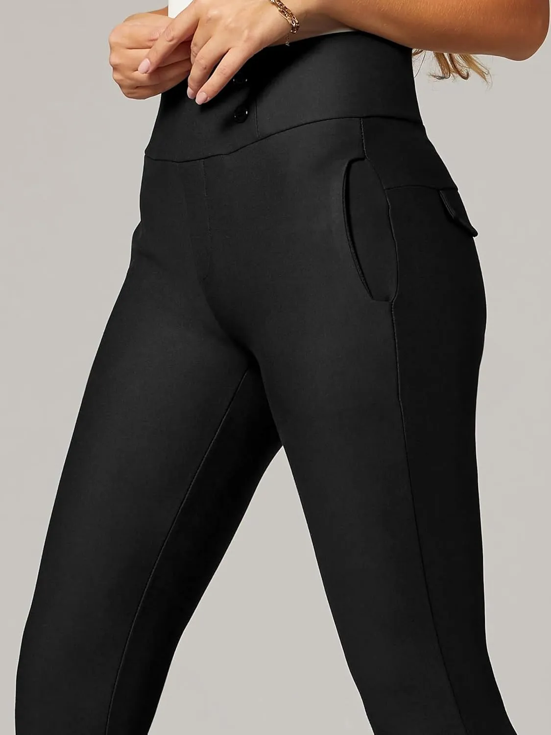 Conceited Dress Pants for Women with Pockets - Stretch Ponte Fabric - Wear to Work - Tummy Control (Available in Plus Size)