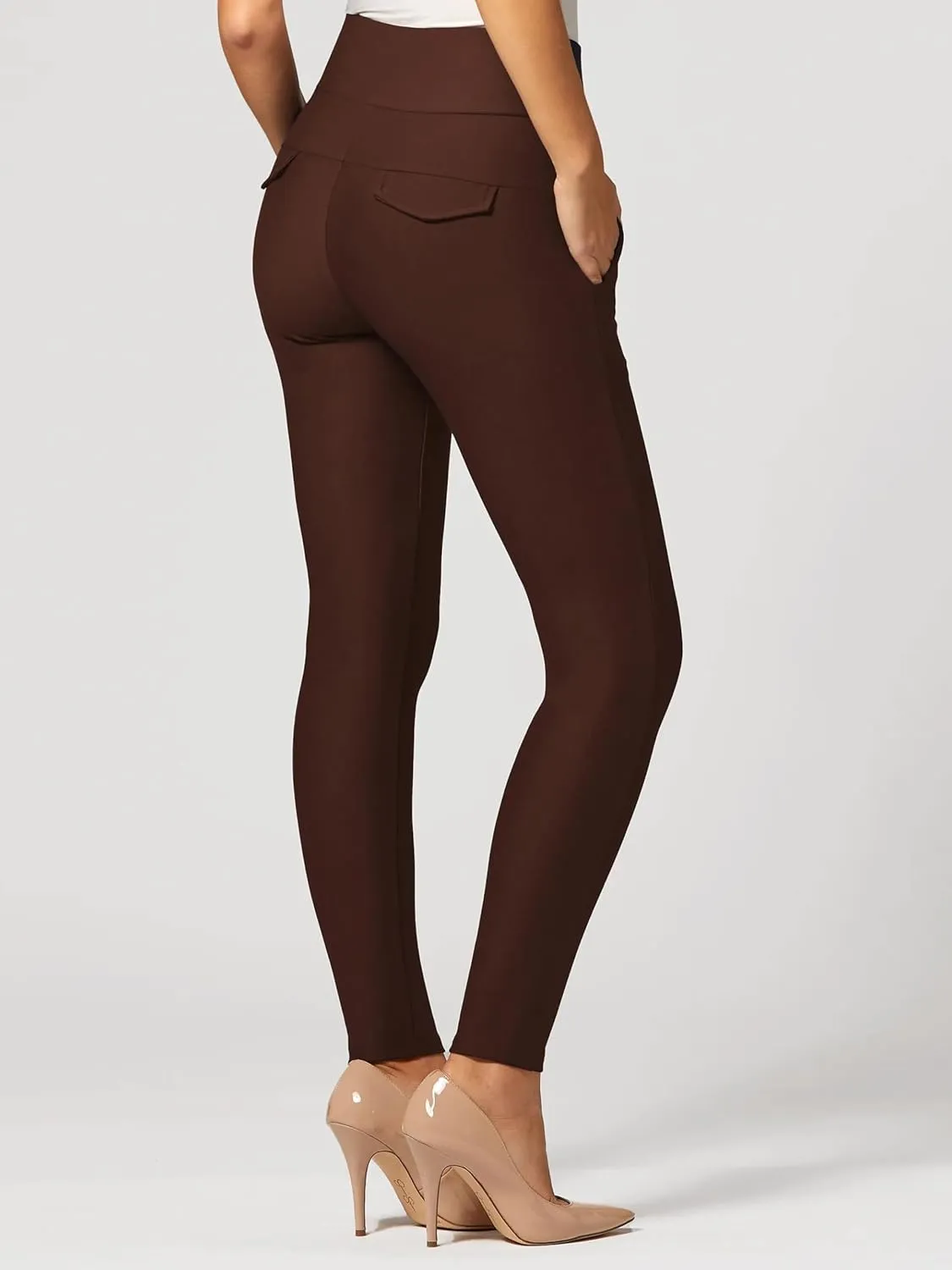 Conceited Dress Pants for Women with Pockets - Stretch Ponte Fabric - Wear to Work - Tummy Control (Available in Plus Size)