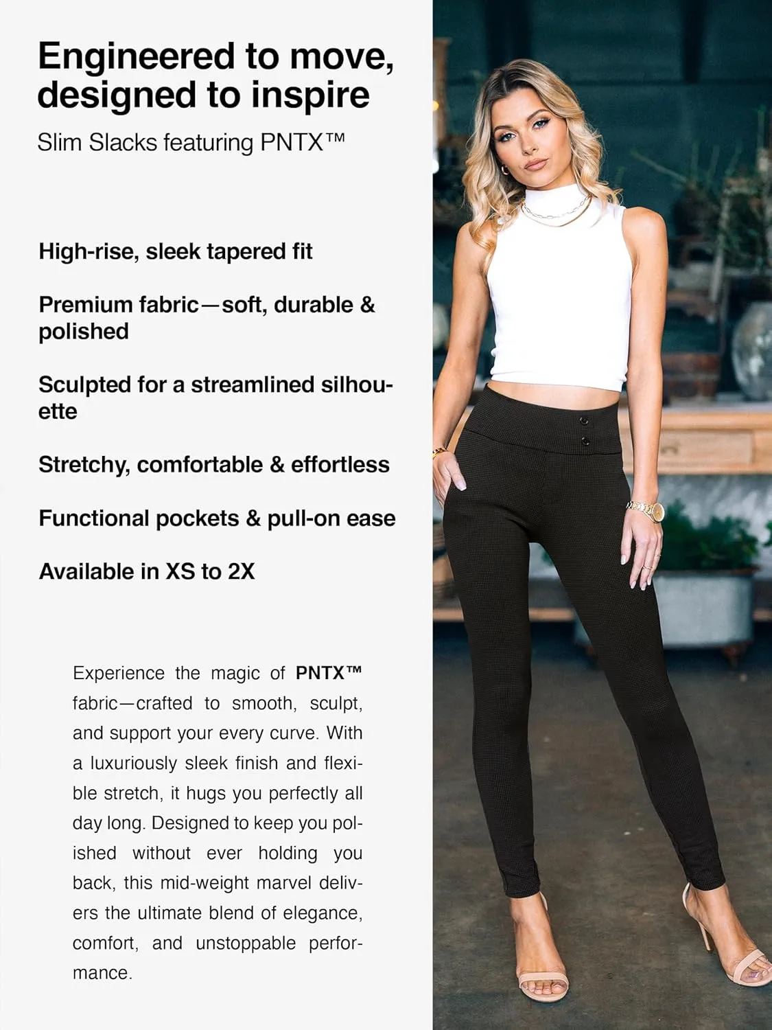 Conceited Dress Pants for Women with Pockets - Stretch Ponte Fabric - Wear to Work - Tummy Control (Available in Plus Size)