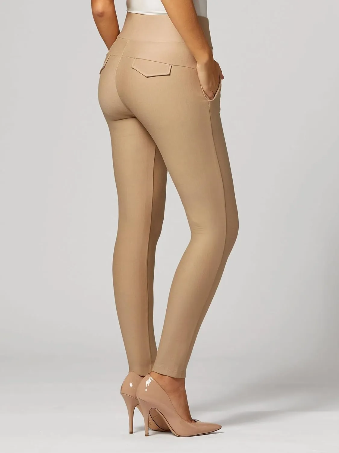 Conceited Dress Pants for Women with Pockets - Stretch Ponte Fabric - Wear to Work - Tummy Control (Available in Plus Size)