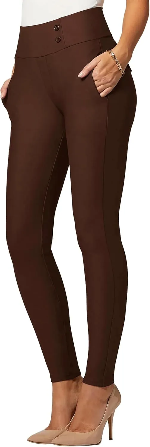 Conceited Dress Pants for Women with Pockets - Stretch Ponte Fabric - Wear to Work - Tummy Control (Available in Plus Size)