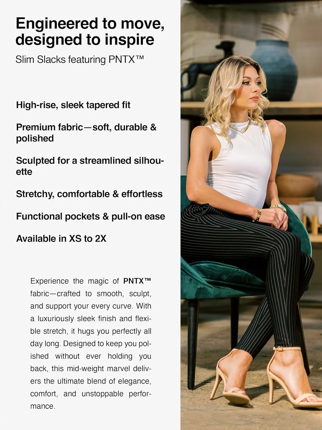Conceited Dress Pants for Women with Pockets - Stretch Ponte Fabric - Wear to Work - Tummy Control (Available in Plus Size)
