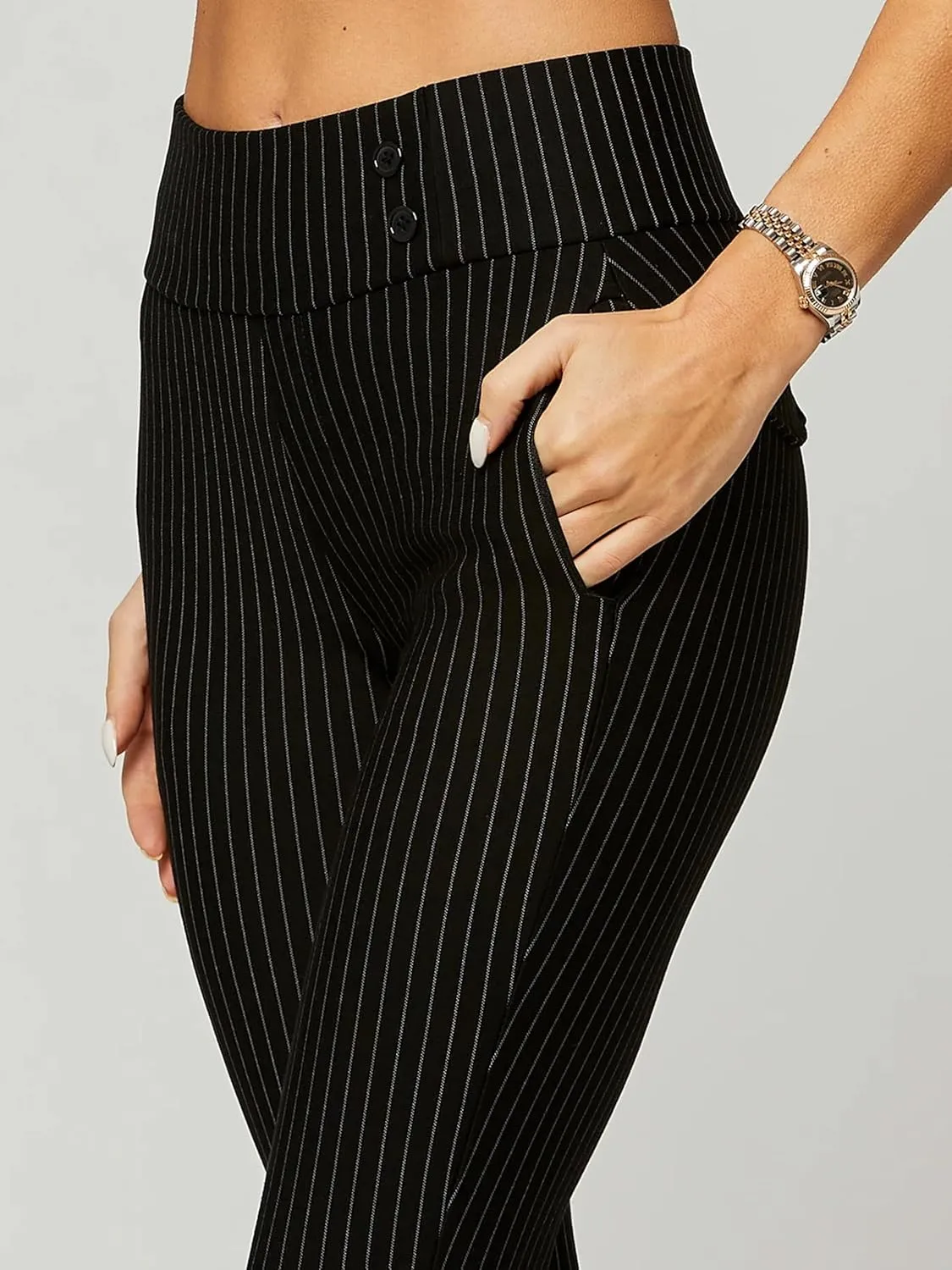 Conceited Dress Pants for Women with Pockets - Stretch Ponte Fabric - Wear to Work - Tummy Control (Available in Plus Size)