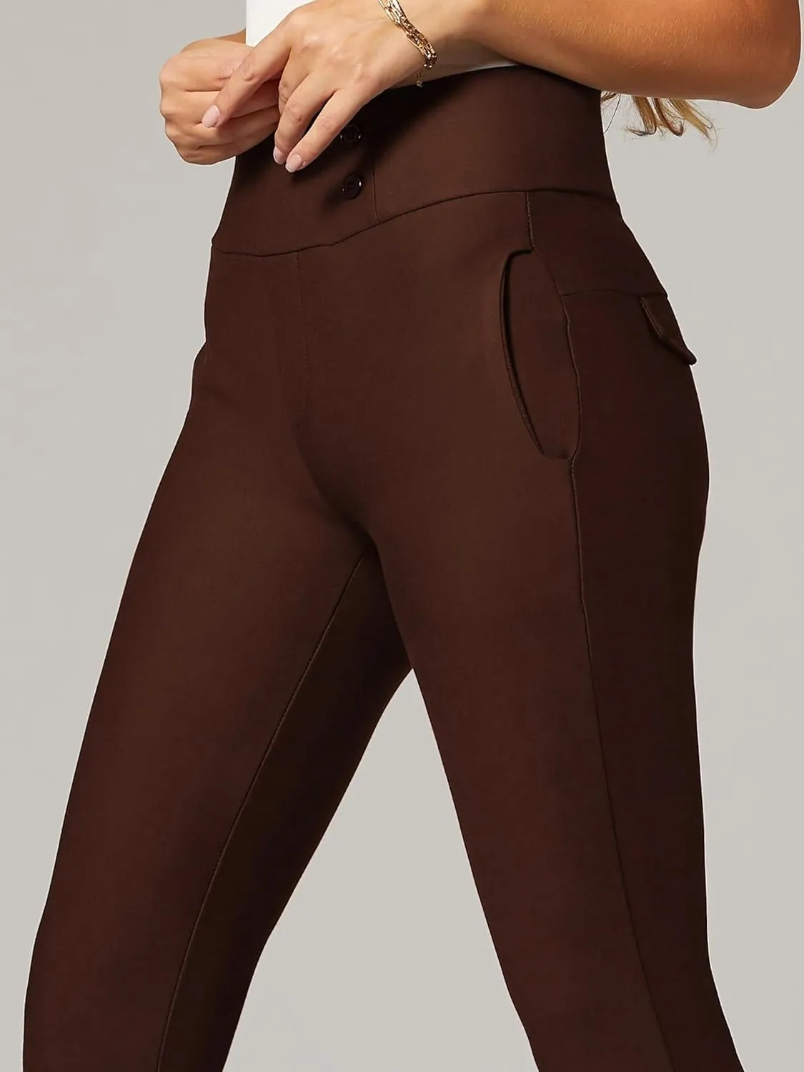 Conceited Dress Pants for Women with Pockets - Stretch Ponte Fabric - Wear to Work - Tummy Control (Available in Plus Size)