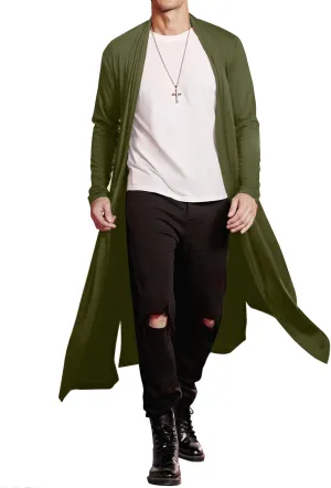 COOFANDY Men's Lightweight Ruffle Shawl Collar Cardigan Open Front Long Length Drape Cape Overcoat
