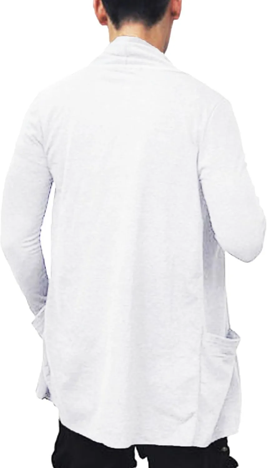 COOFANDY Men's Ruffle Shawl Collar Cardigan Open Front Lightweight Long Length Drape Cape Overcoat with Pockets