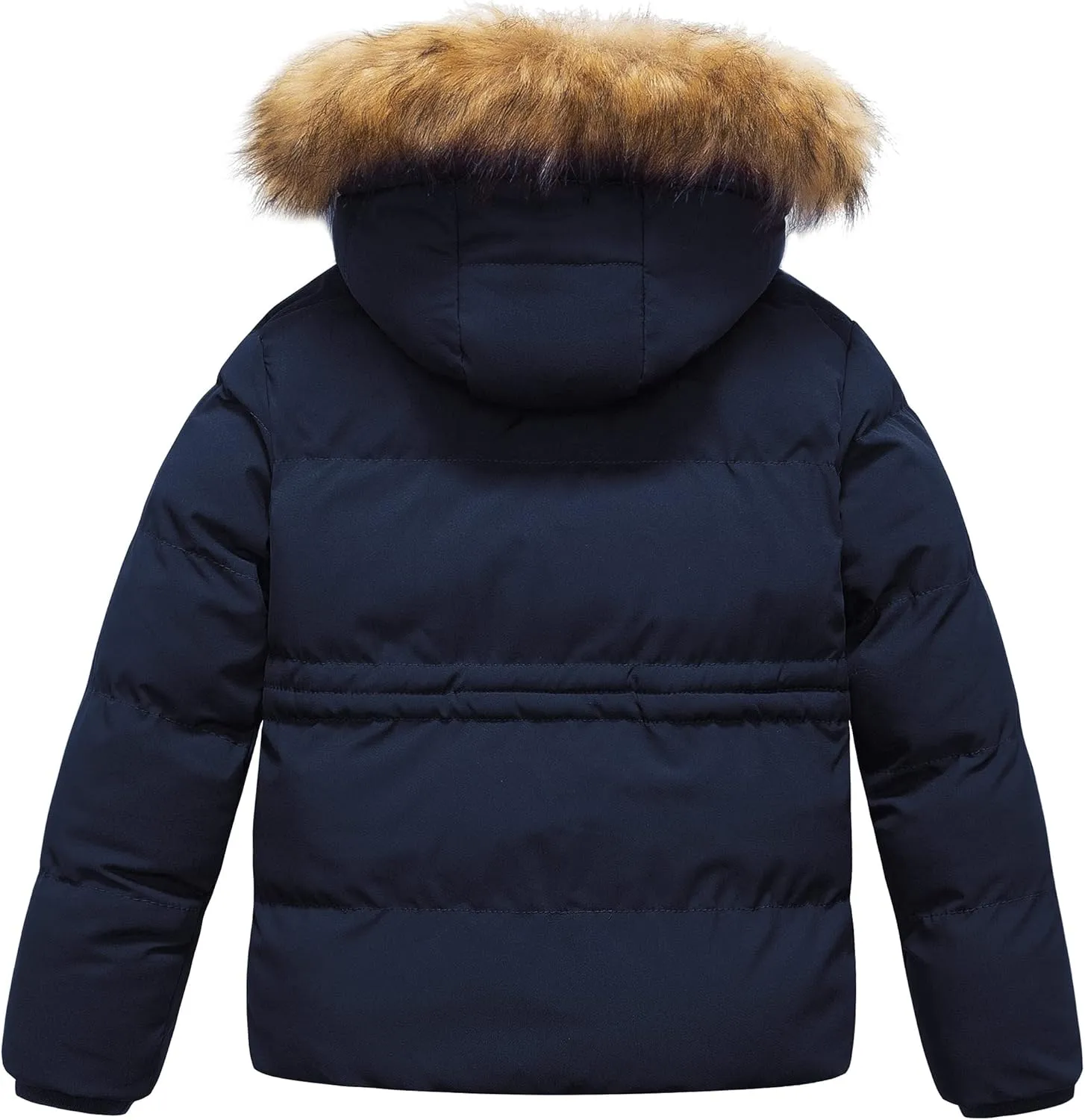 CREATMO US Girl's Kids Metallic Shiny Jacket with Detachable Fur Collar Warmth Winter Outerwear