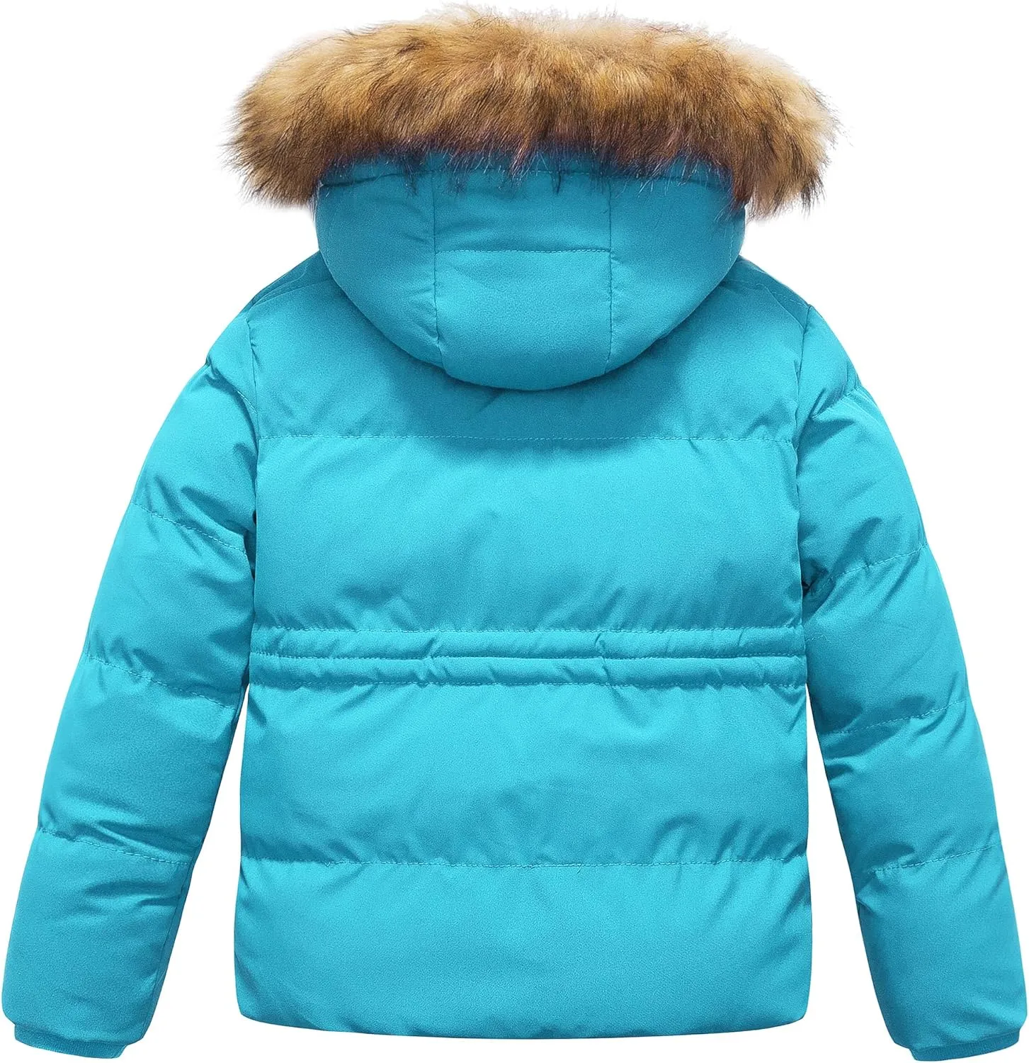 CREATMO US Girl's Kids Metallic Shiny Jacket with Detachable Fur Collar Warmth Winter Outerwear