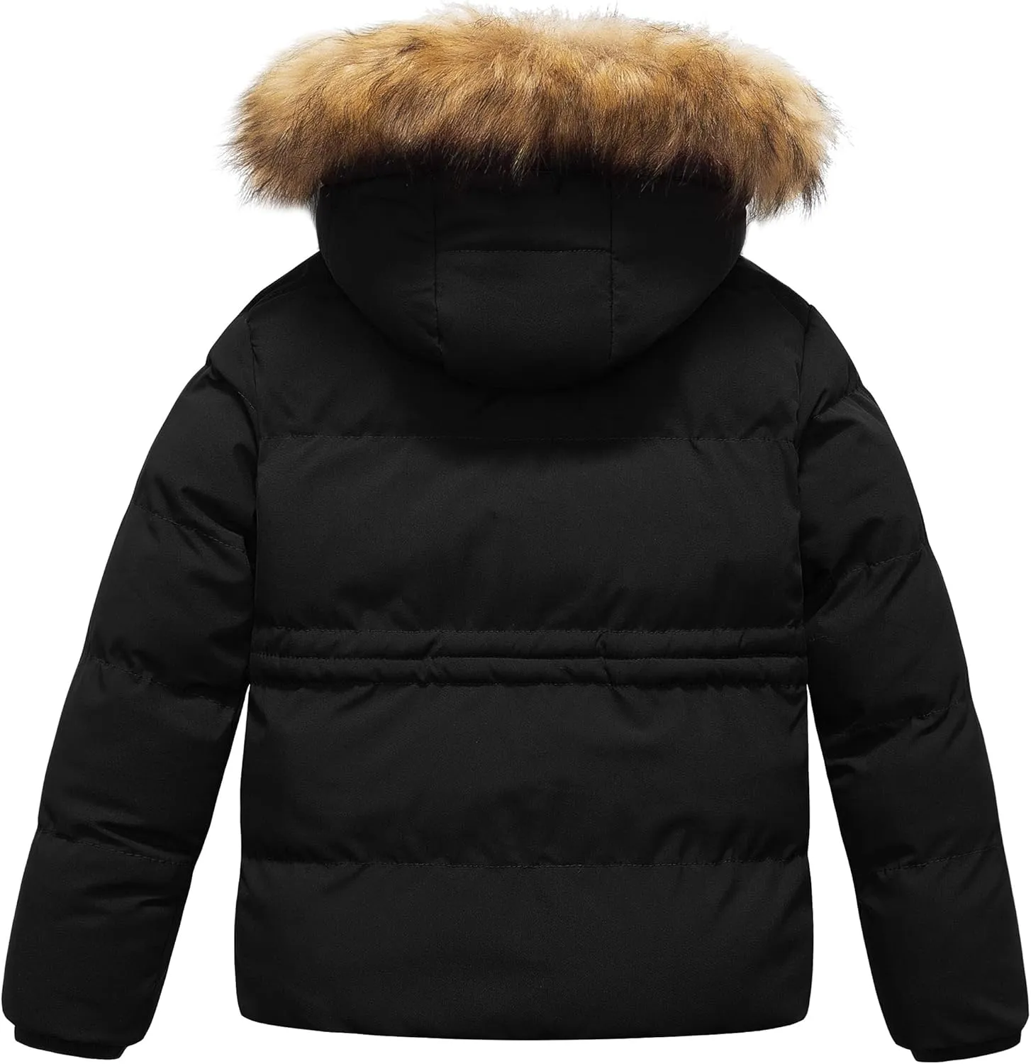 CREATMO US Girl's Kids Metallic Shiny Jacket with Detachable Fur Collar Warmth Winter Outerwear