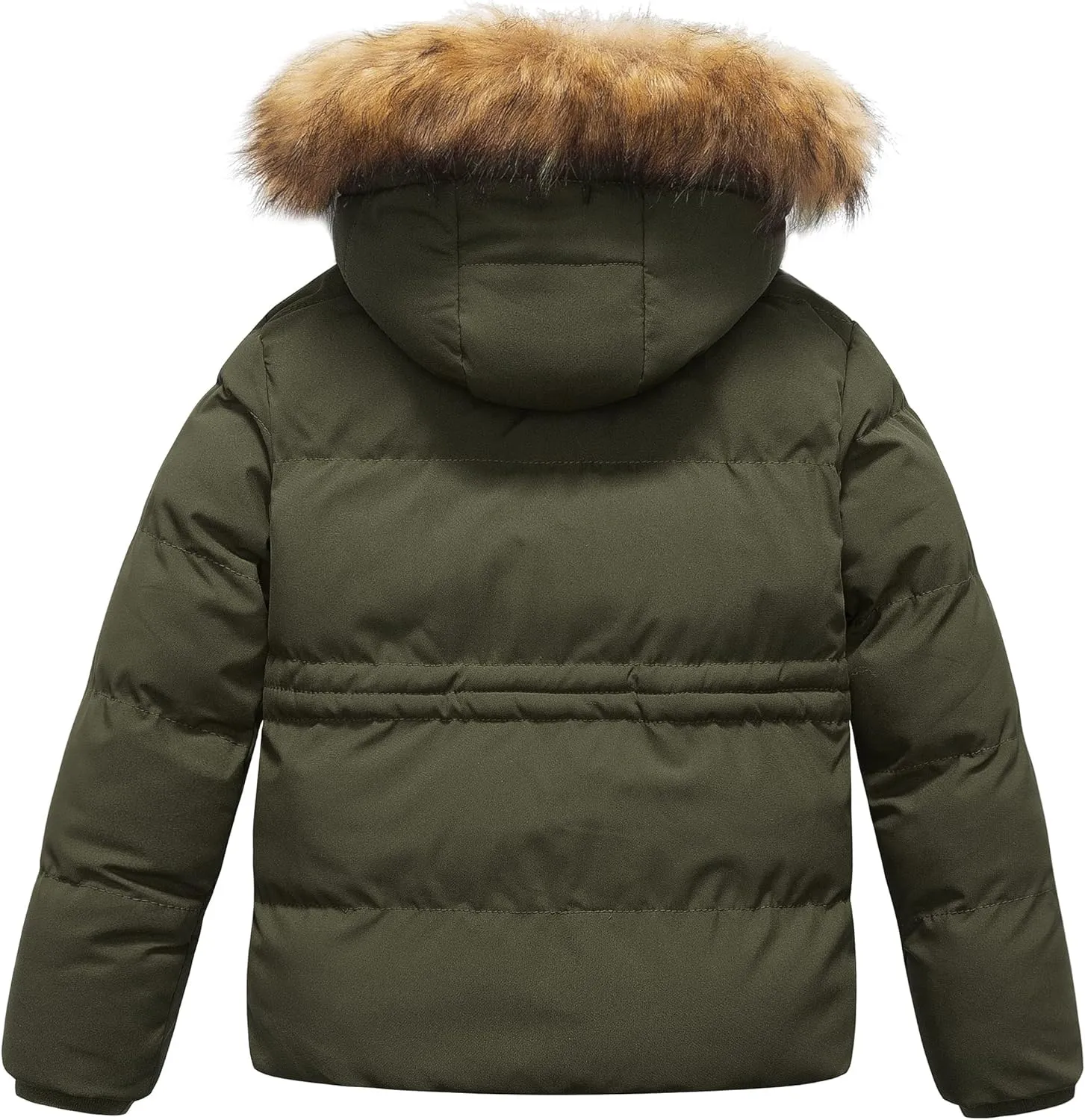 CREATMO US Girl's Kids Metallic Shiny Jacket with Detachable Fur Collar Warmth Winter Outerwear