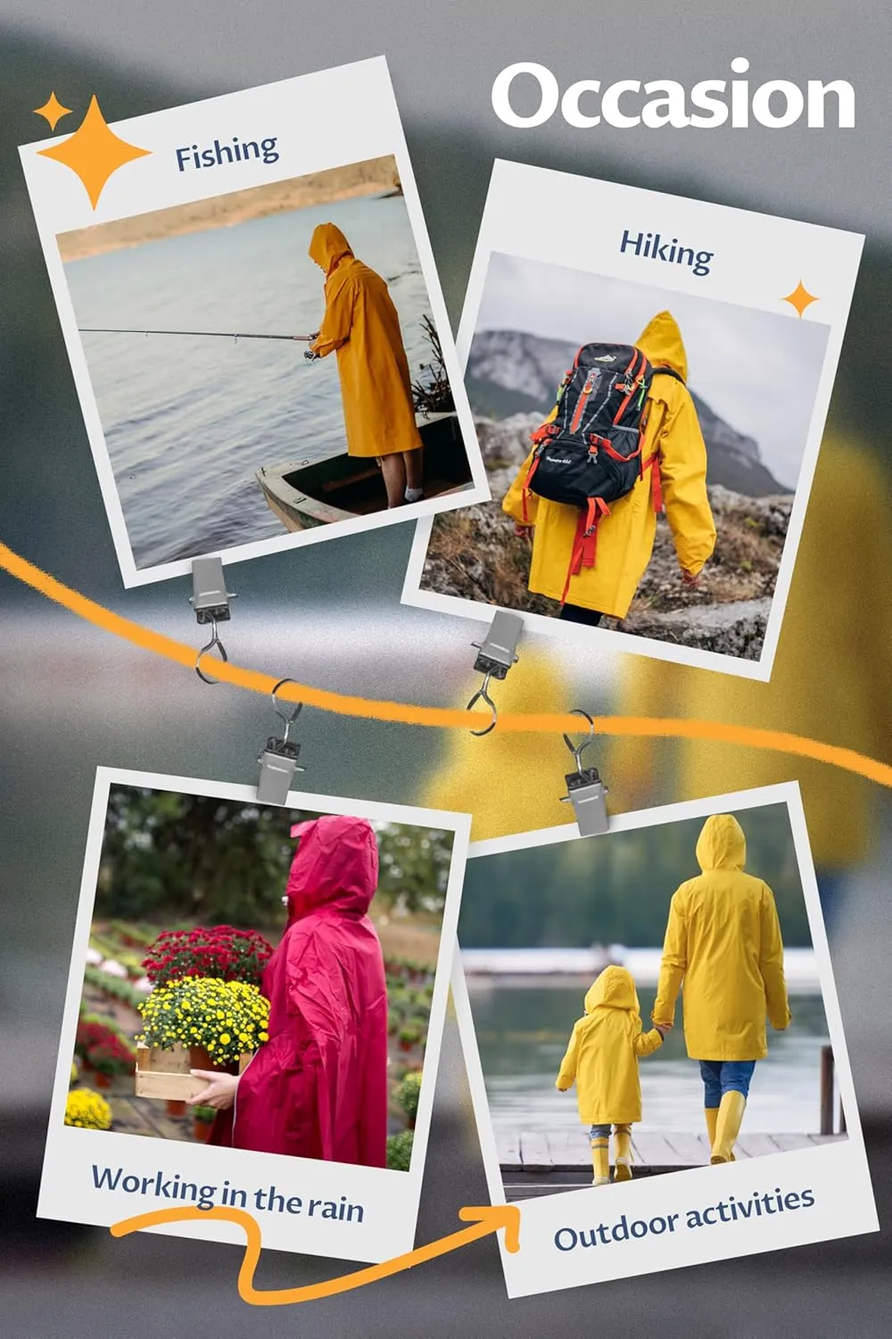 CREATMO US Women's Long Waterproof Rain Coats Lightweight Rain Jacket Packable Windbreaker with Removable Hood