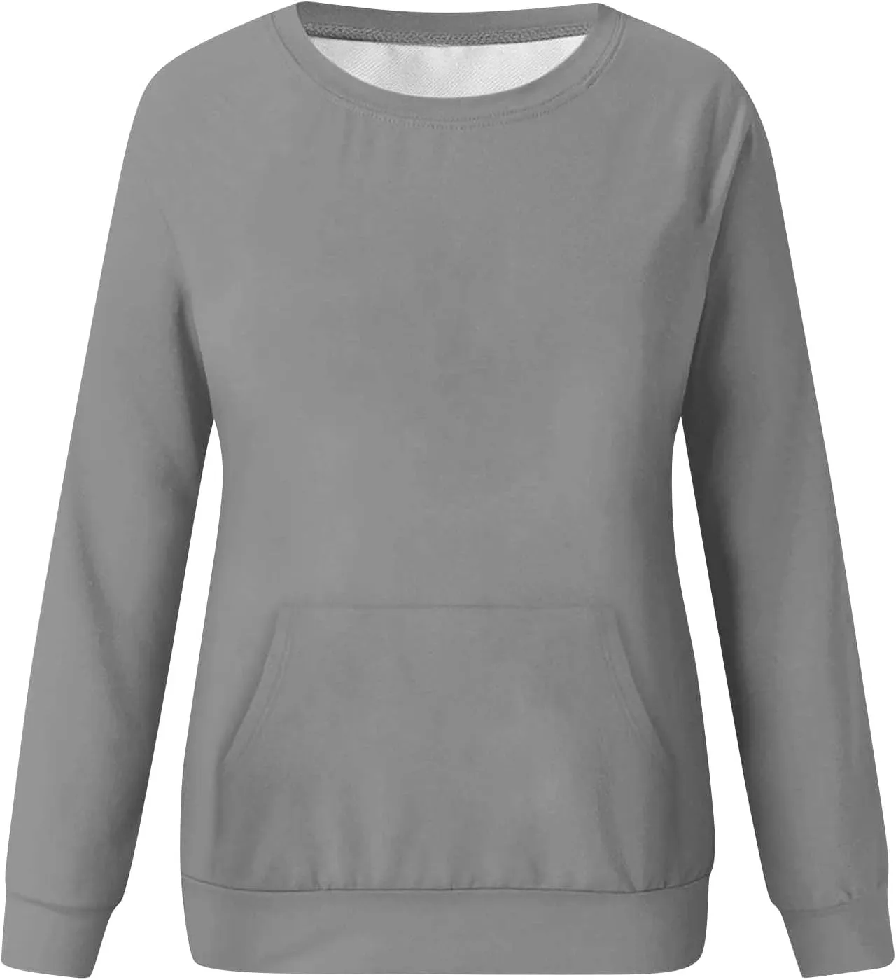 Crewneck Sweatshirt For Women,Womens Fall Long Sleeve Tops Casual Kangaroo Pocket Hoodies Loose Fit Sport Pullover