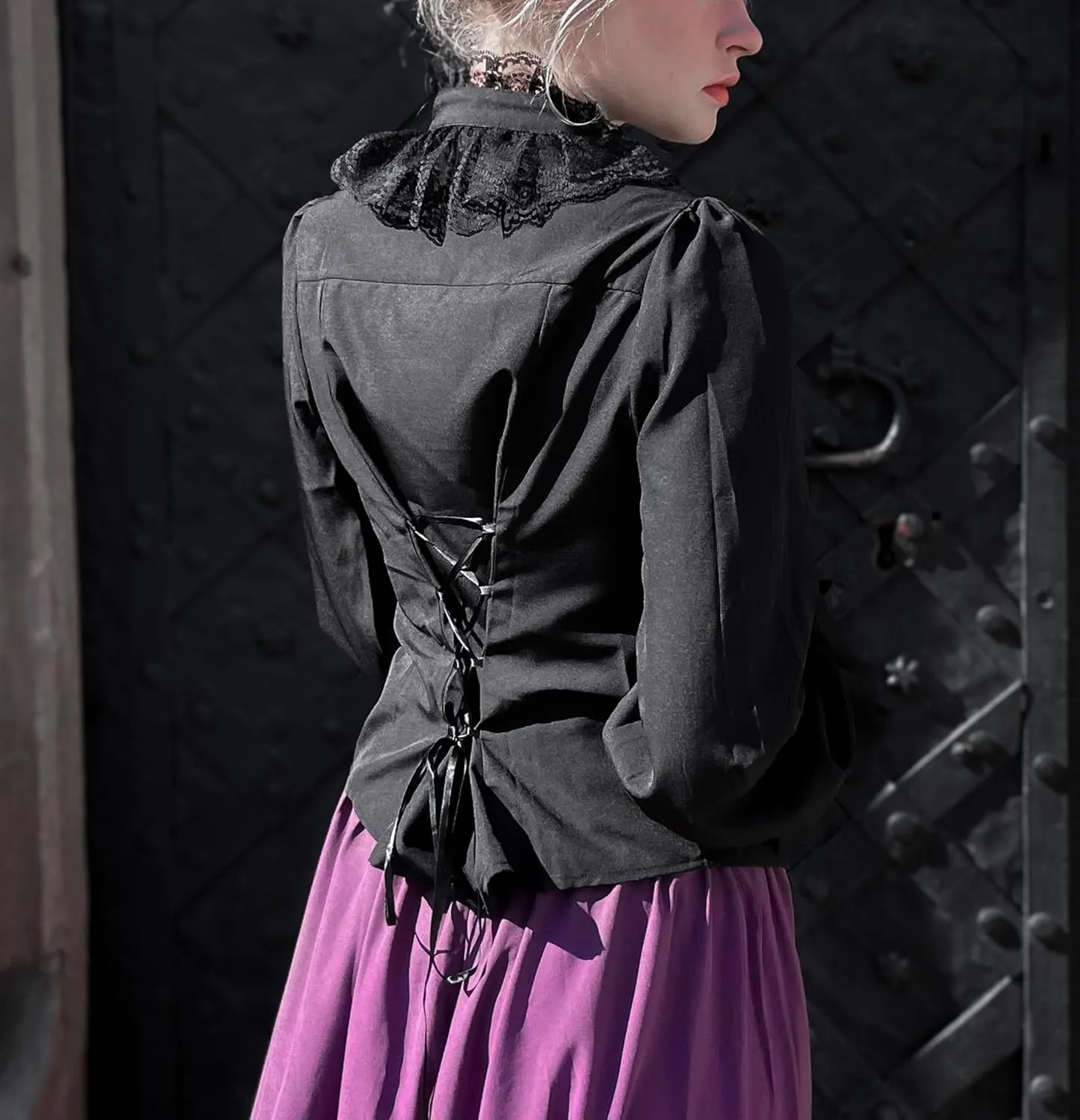 CURLBIUTY Women Victorian Blouse Vintage Long Sleeve Renaissance Shirt Gothic Button Down Tops